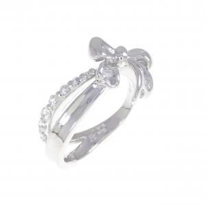 K18WG リボン ダイヤモンド ピンキー リング 0.24CT