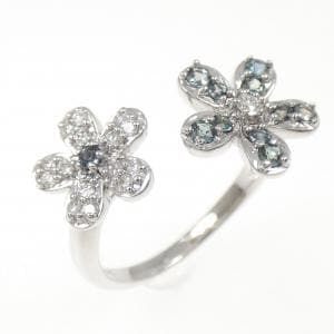 K18WG フラワー アレキサンドライト リング 0.29CT