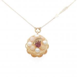 K18PG ケーキ×フォーク カラーストーン ネックレス