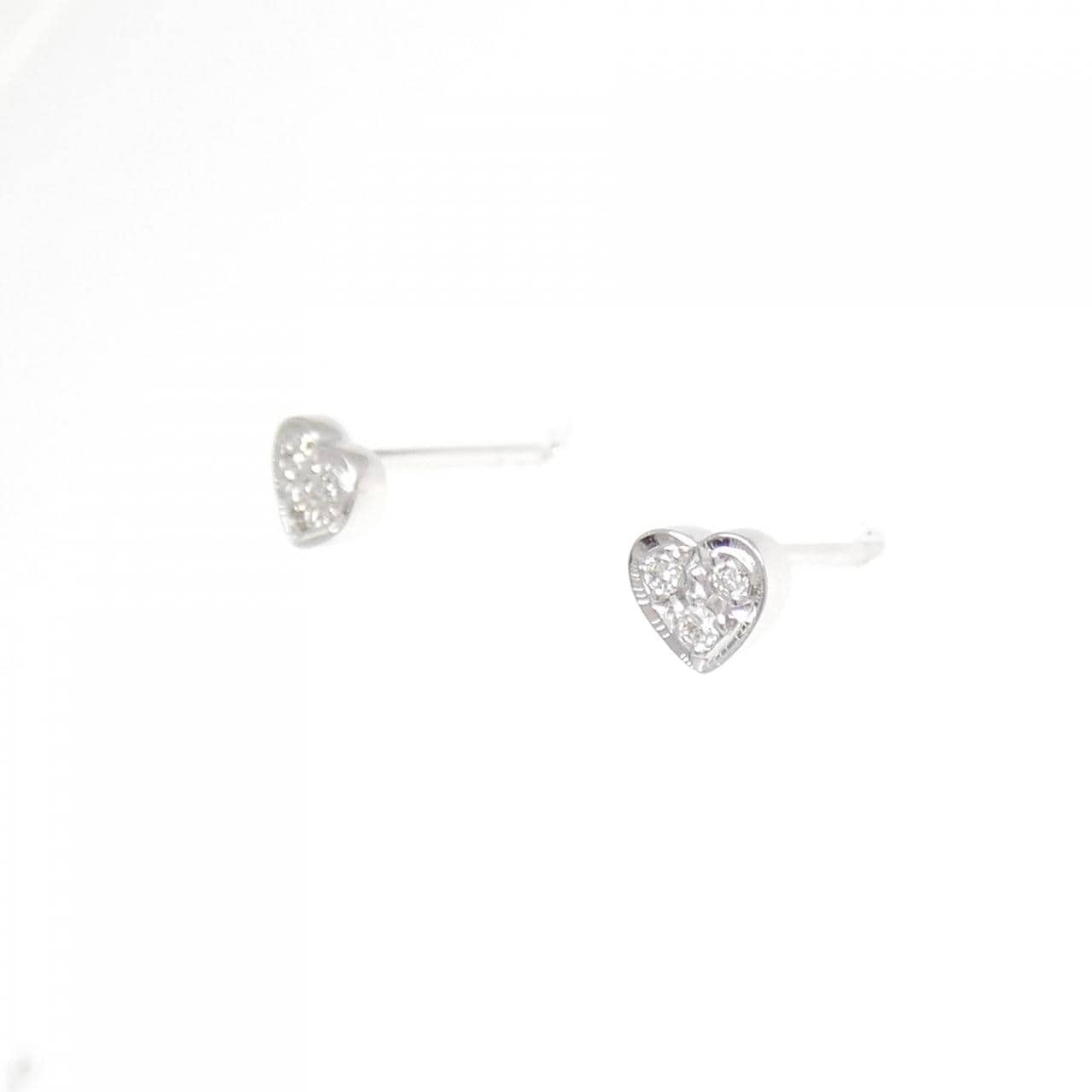 K18WG ハート ダイヤモンド ピアス 0.04CT