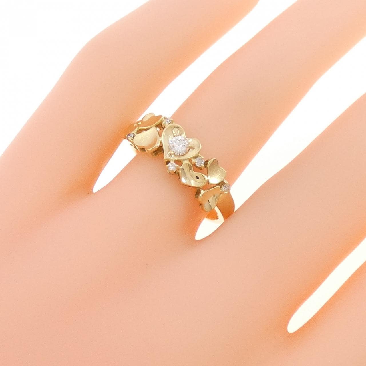 K18YG ハート ダイヤモンド リング 0.10CT
