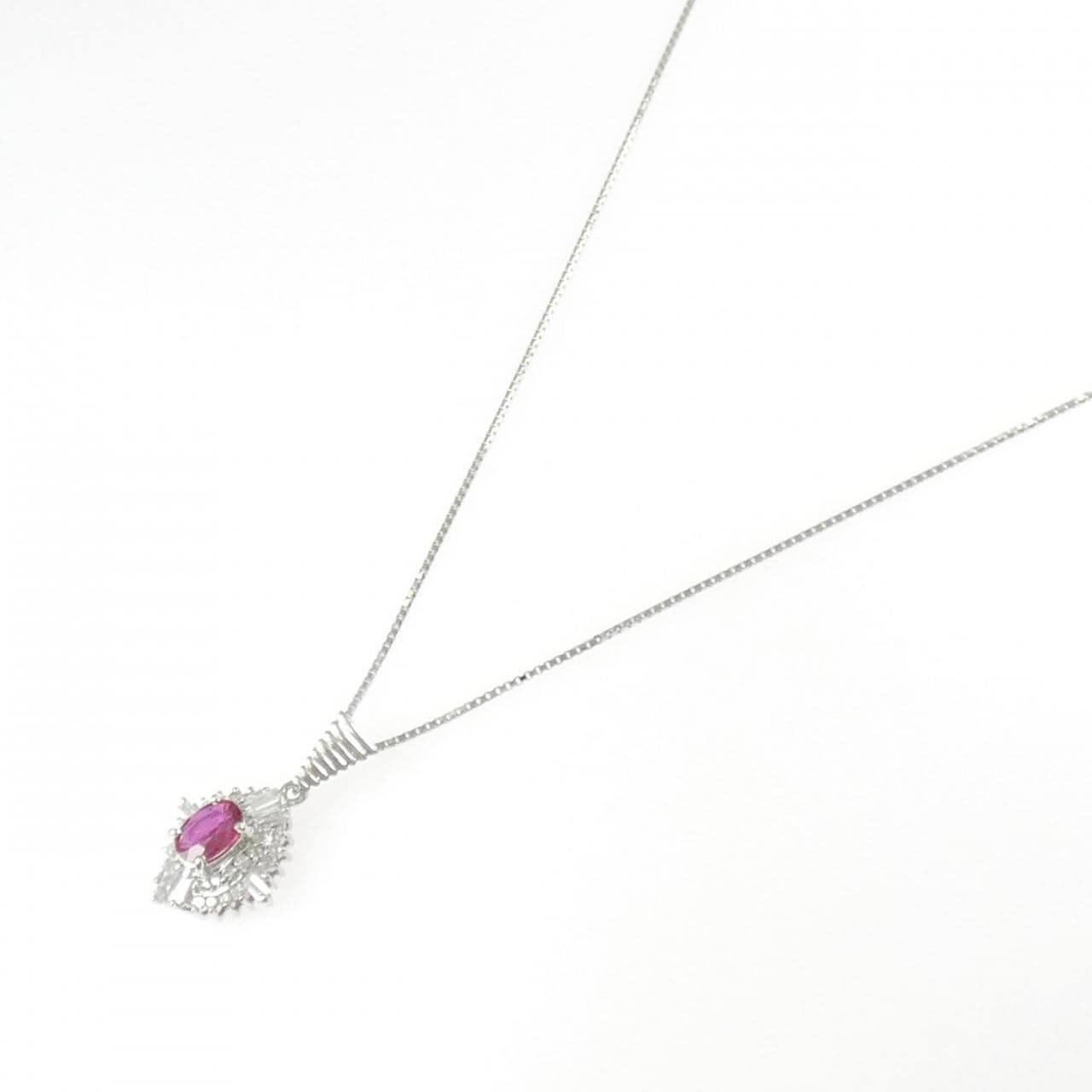 PT900/PT850 ルビー ネックレス 0.52CT