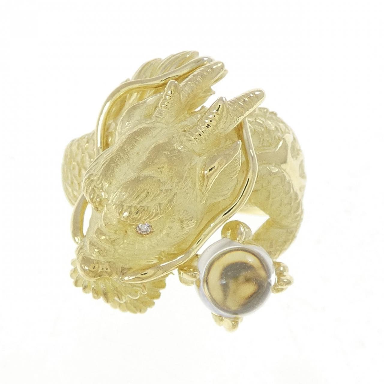 K18YG ドラゴン クオーツ リング