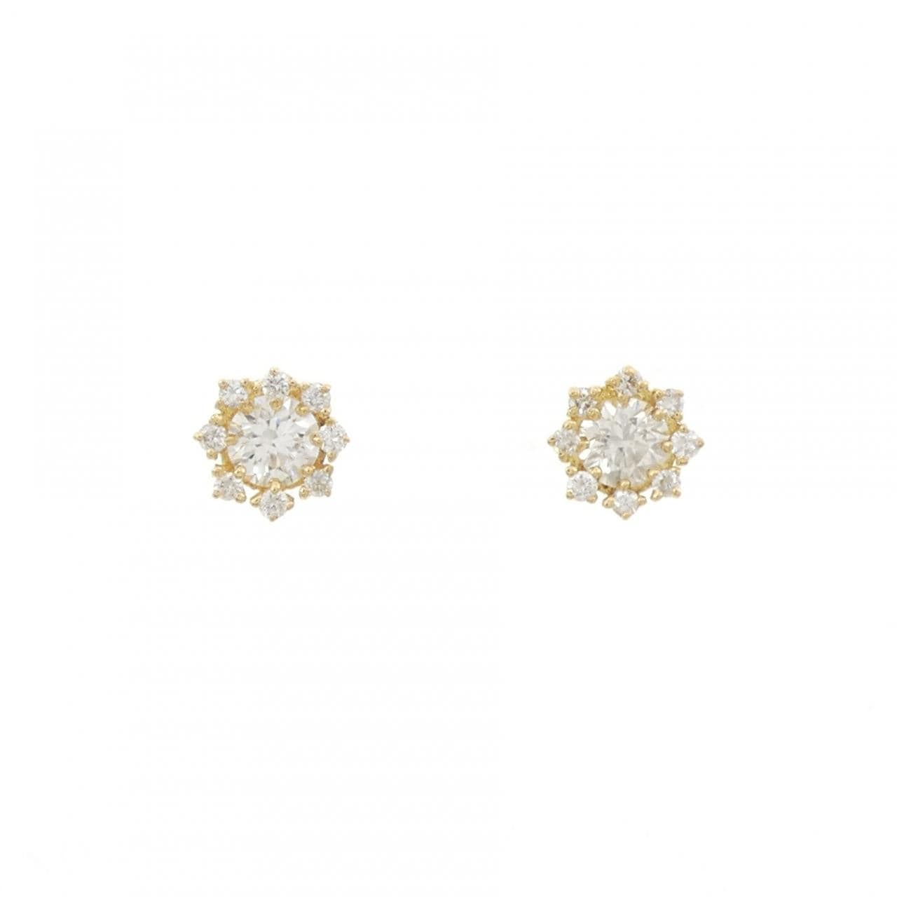 K18YG フラワー ダイヤモンド ピアス 0.54CT