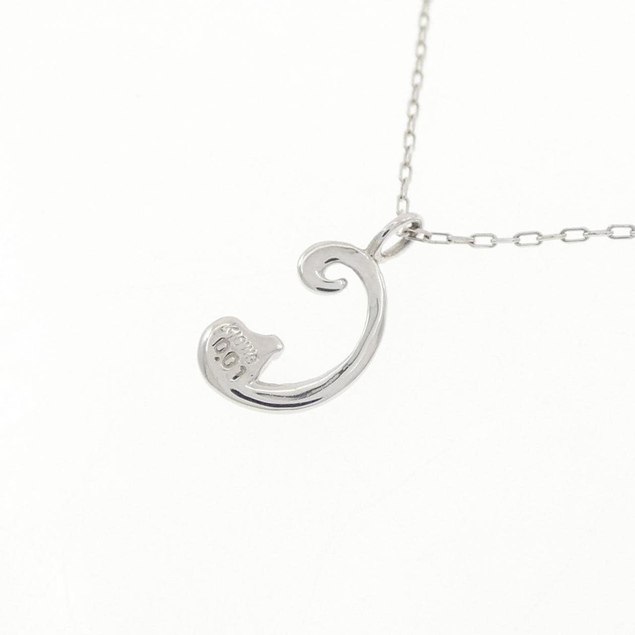 K10WG イニシャルC ダイヤモンド ネックレス 0.01CT