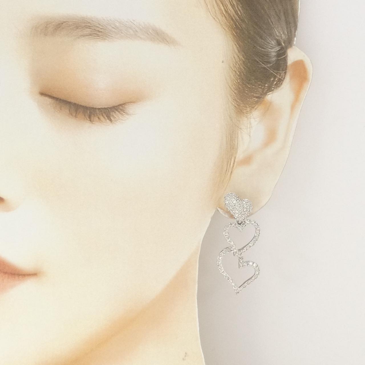 K18WG ハート ダイヤモンド ピアス 2.42CT