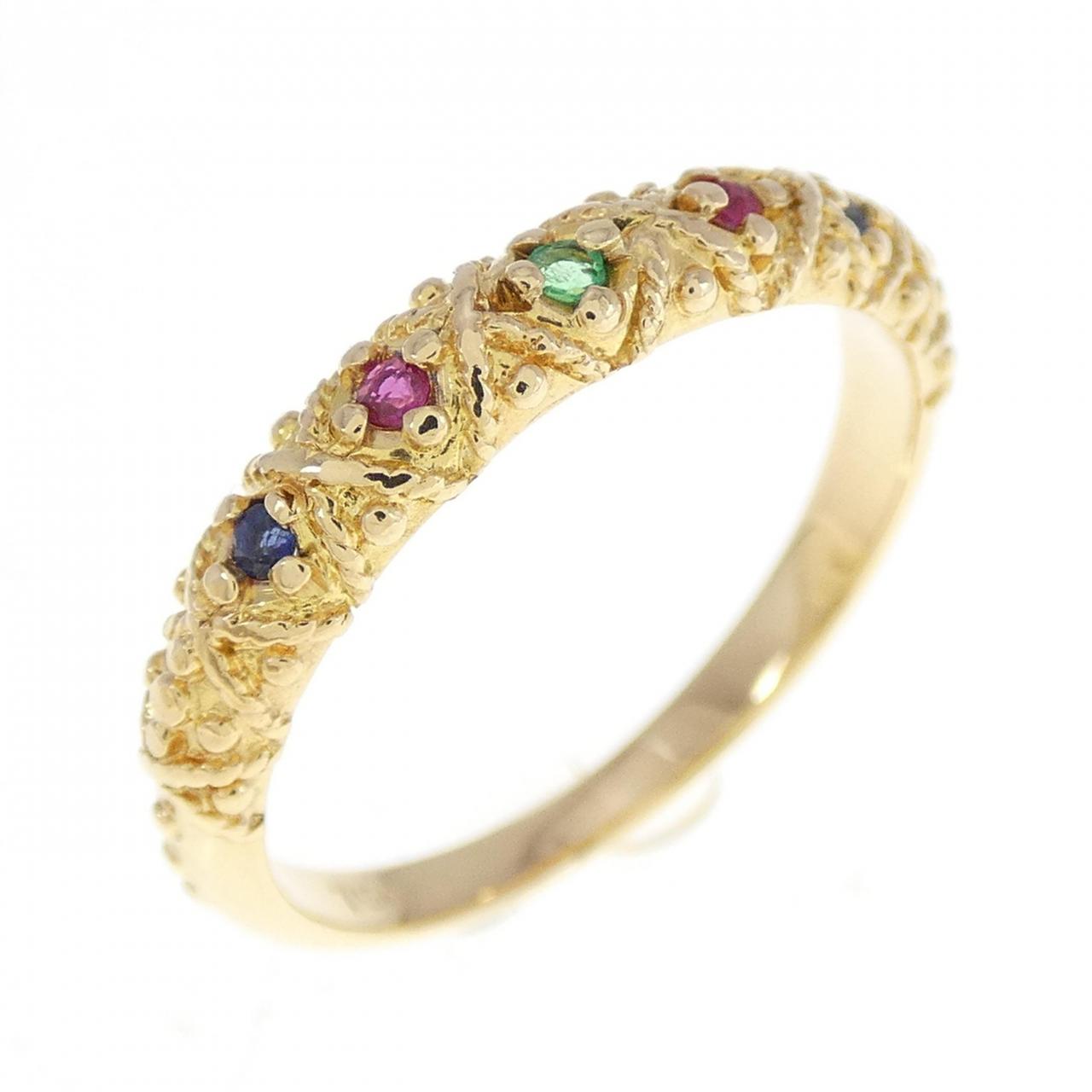 750YG colored stone ring
