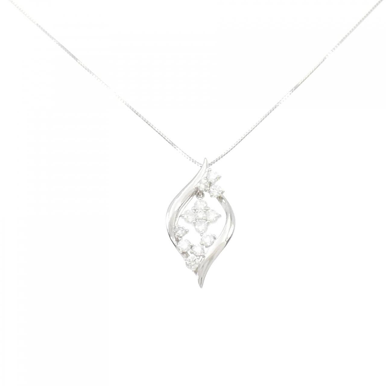PT/K18WG Flower Diamond Necklace 0.50CT