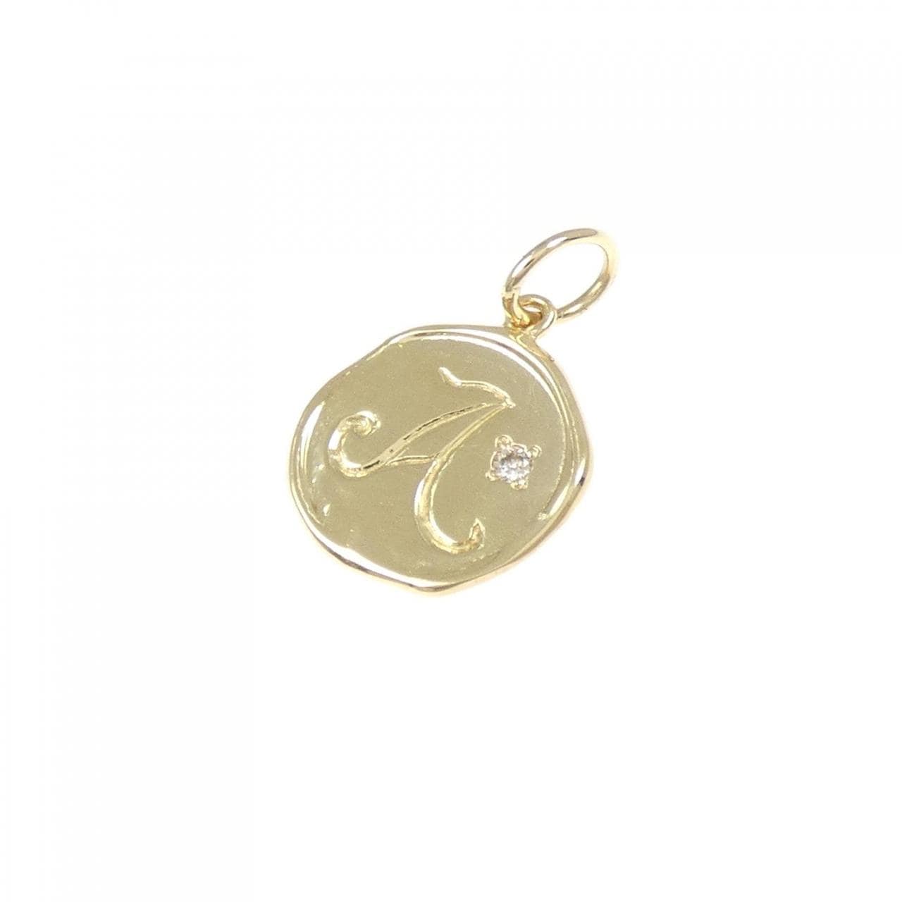 750YG イニシャルA ダイヤモンド ペンダント 0.01CT