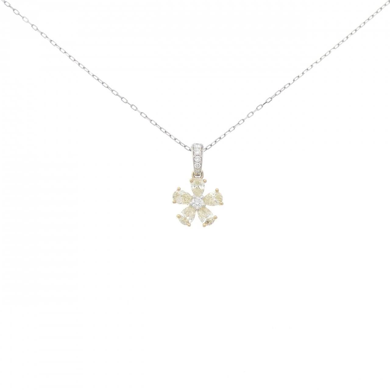 K18YG/K18WG/PT Flower Diamond Necklace 0.48CT