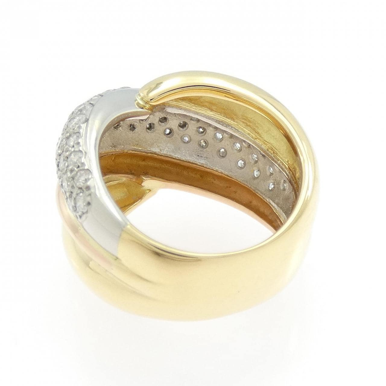 K18YG/PT900/K18PG ダイヤモンド リング 1.38CT