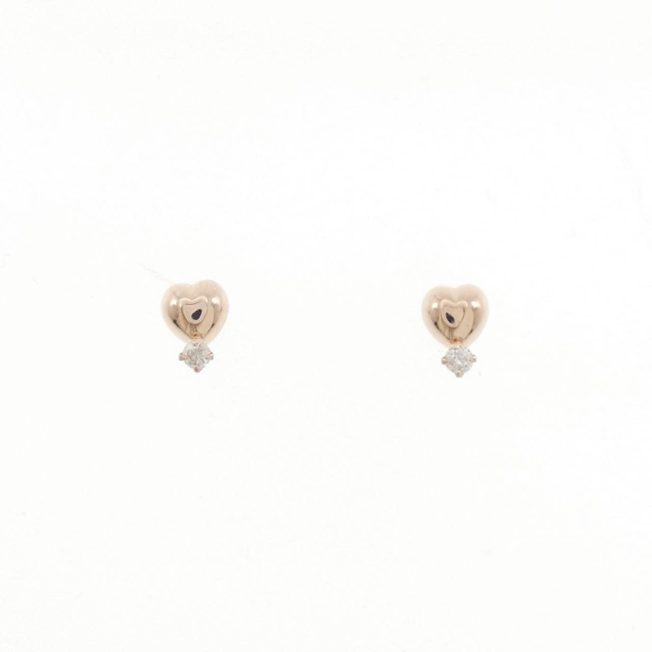 K18PG ハート ダイヤモンド ピアス 0.04CT