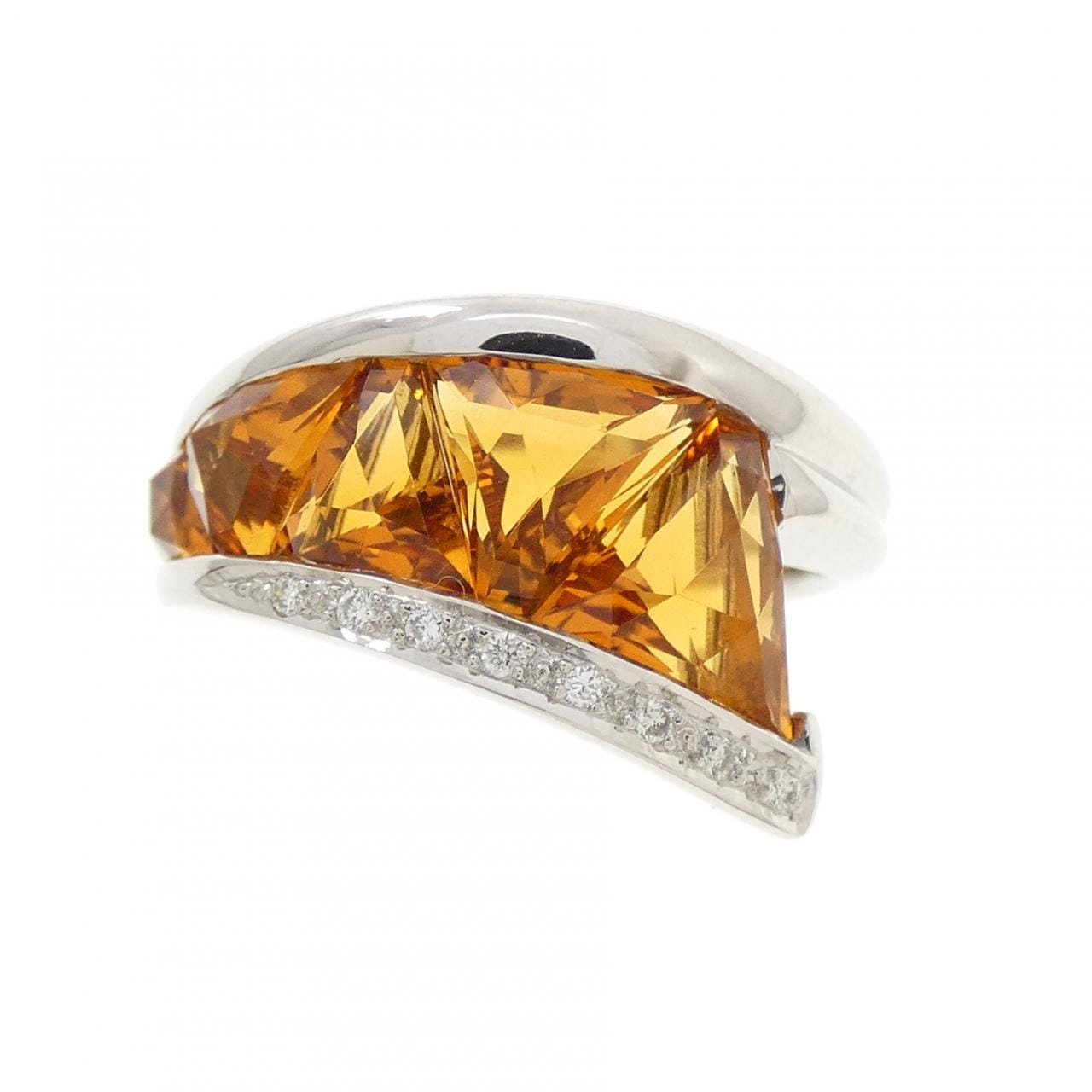 K18WG シトリン リング 3.74CT