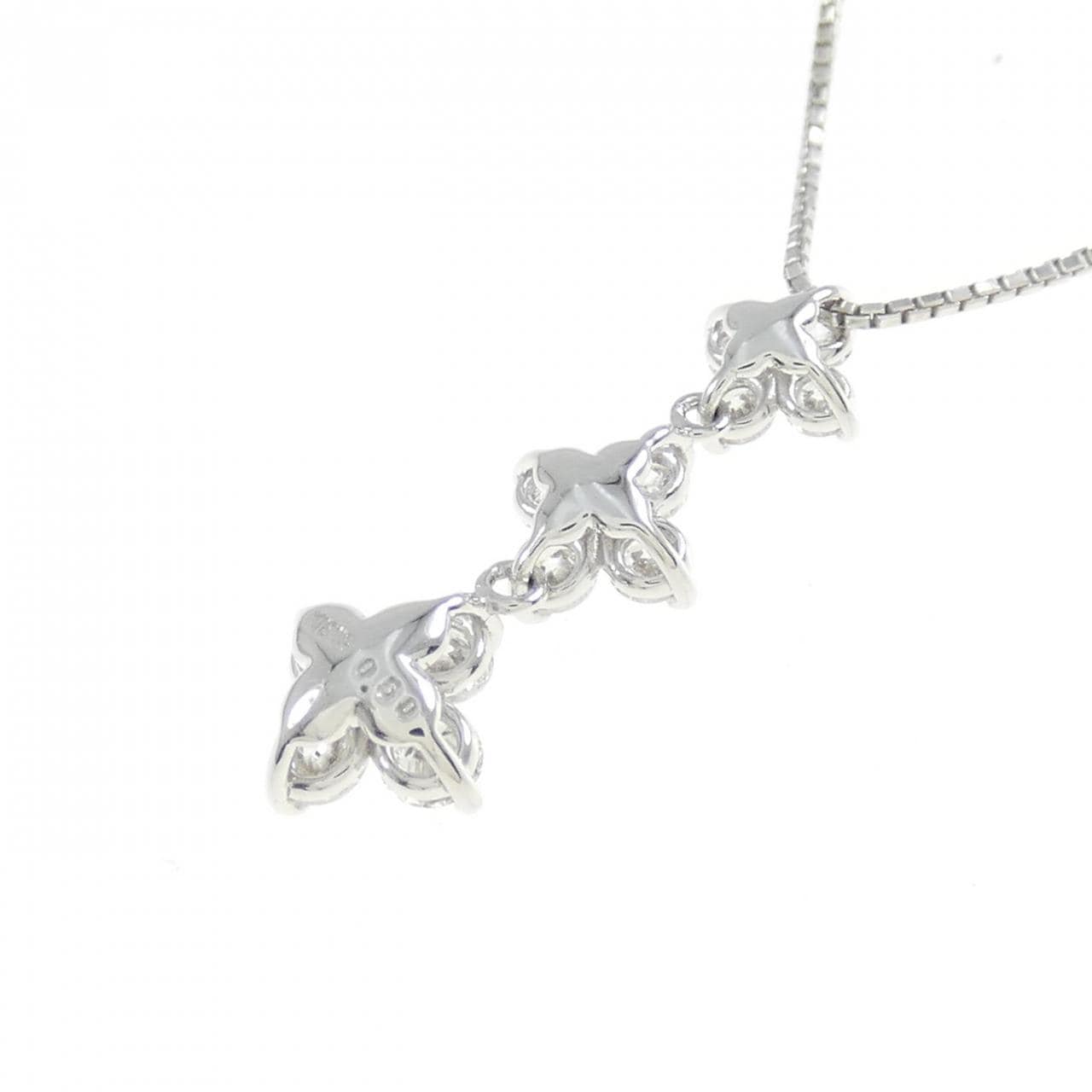 K18WG フラワー ダイヤモンド ネックレス 0.50CT