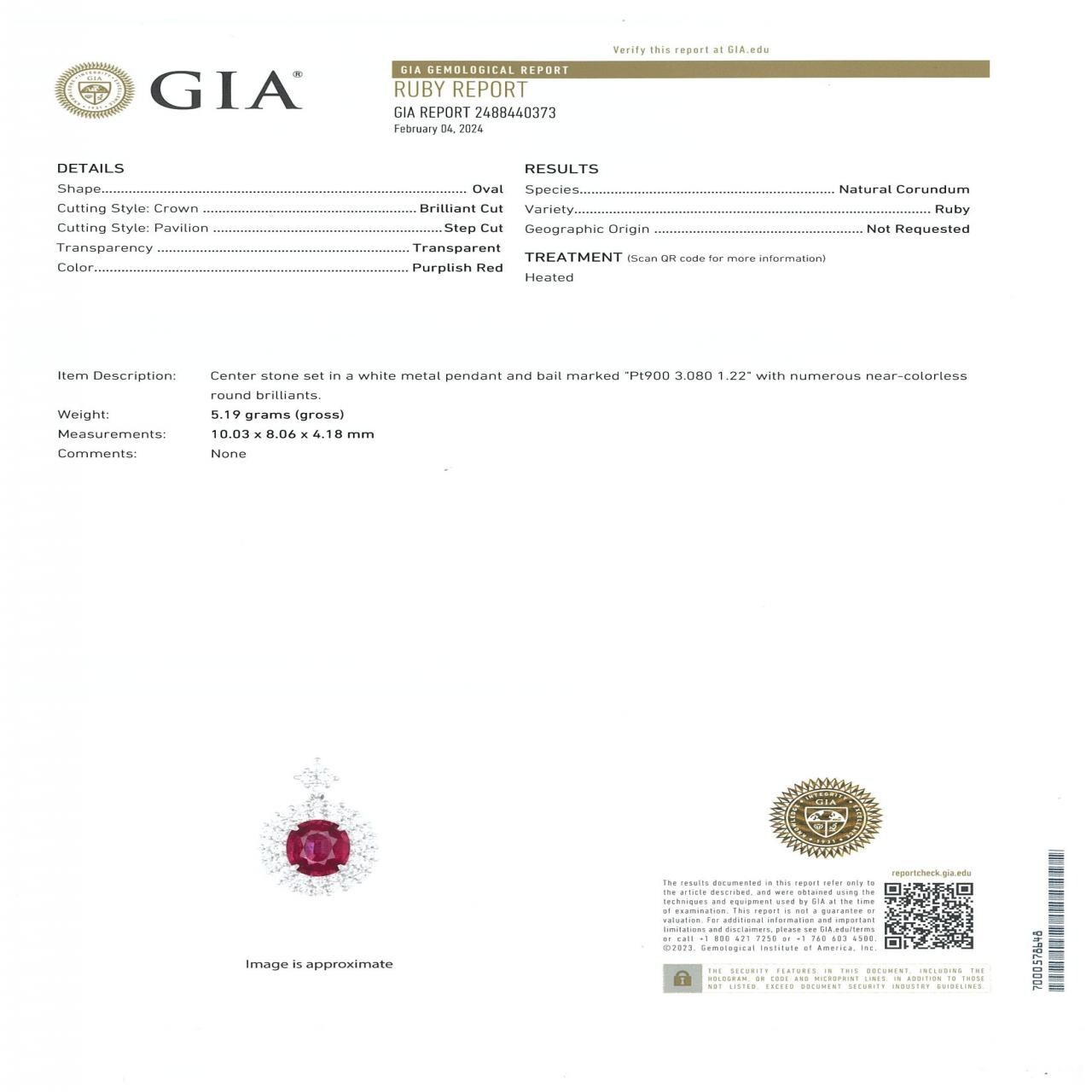 PT900/PT850 ルビー ネックレス 3.080CT