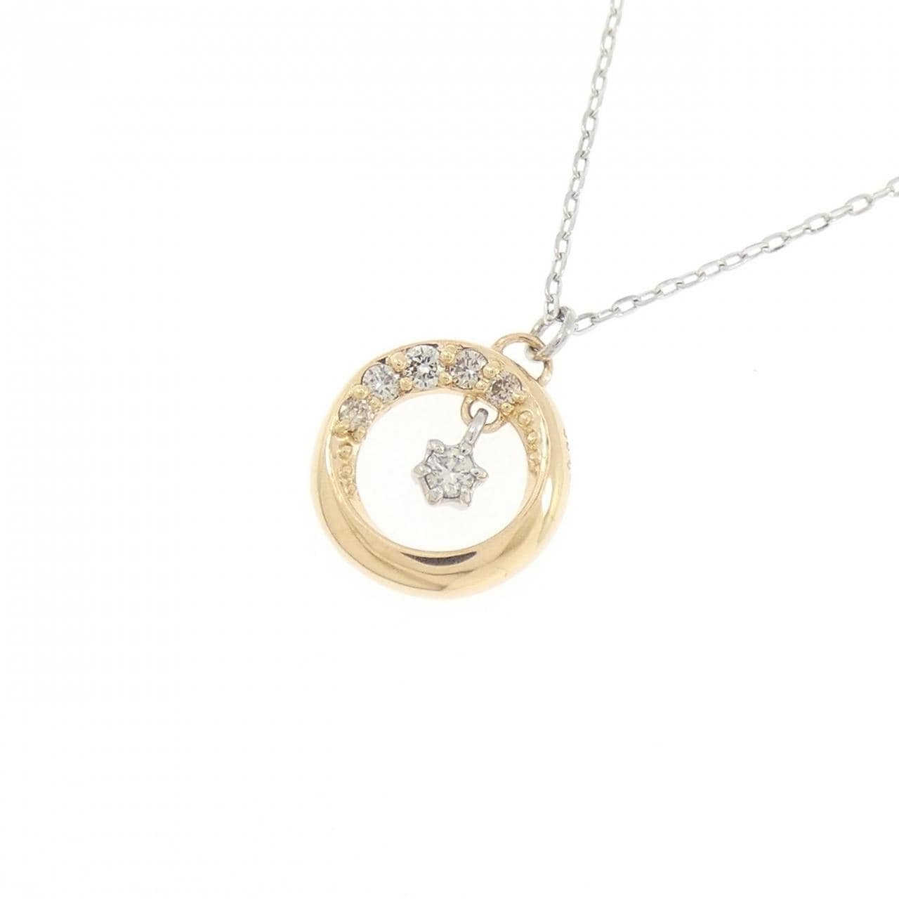 K18YG/PT850 ダイヤモンド ネックレス 0.05CT