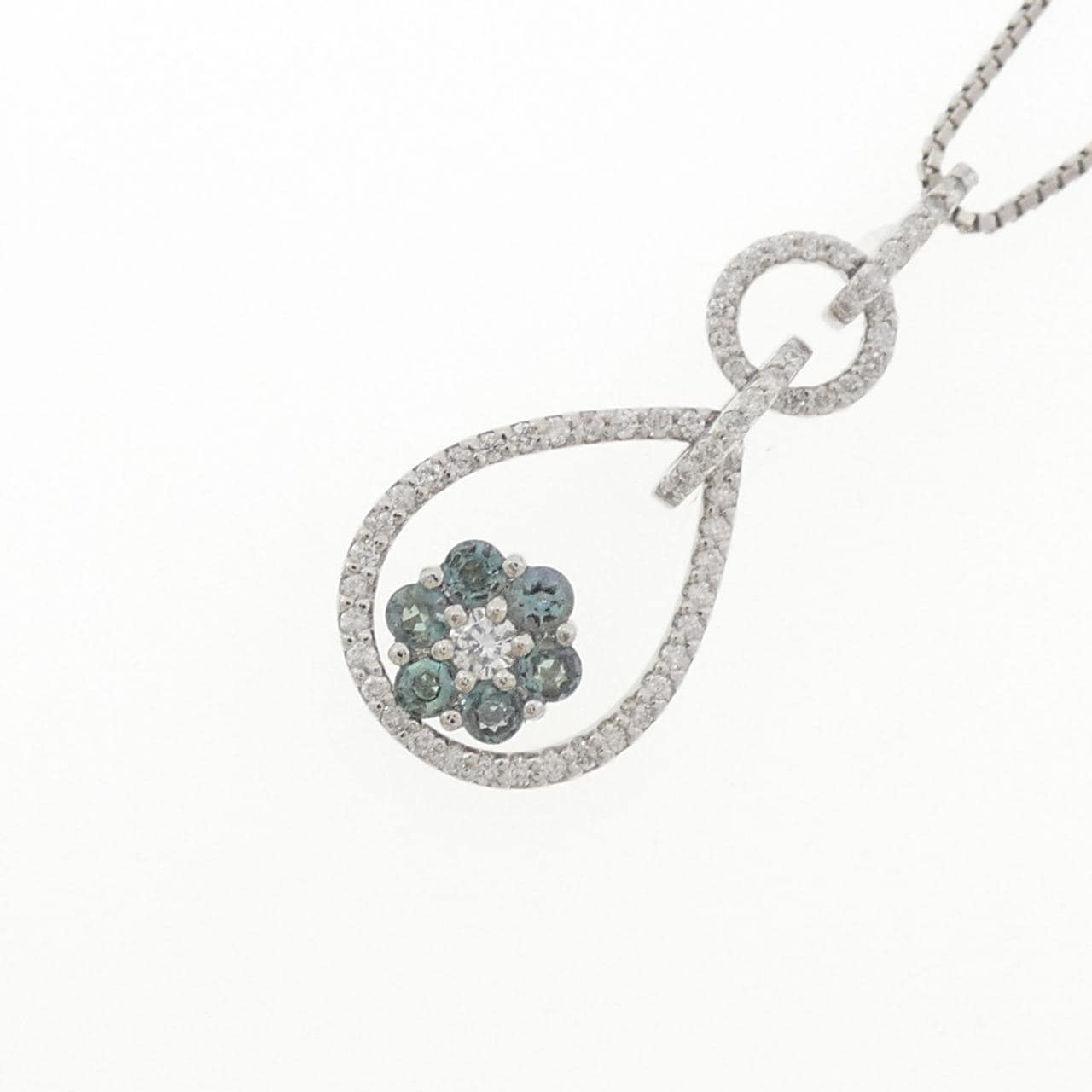 PT900/PT850 フラワー アレキサンドライト ネックレス 0.265CT