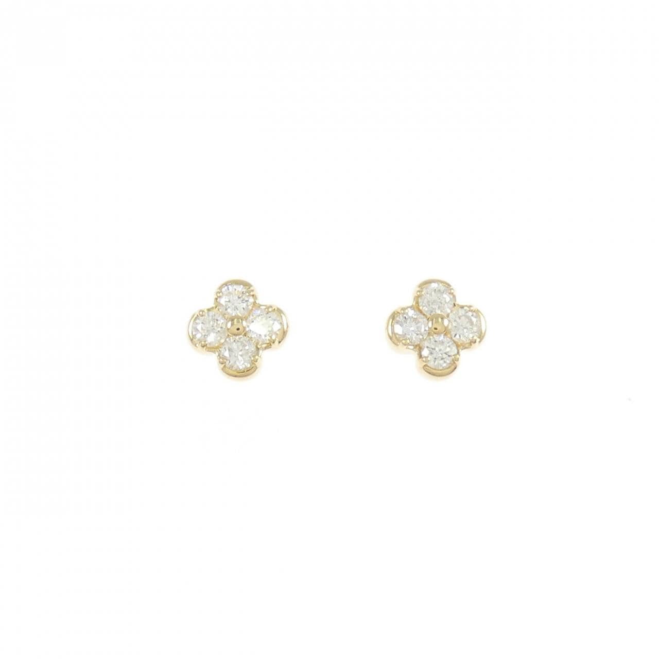 K18YG フラワー ダイヤモンド ピアス 0.20CT