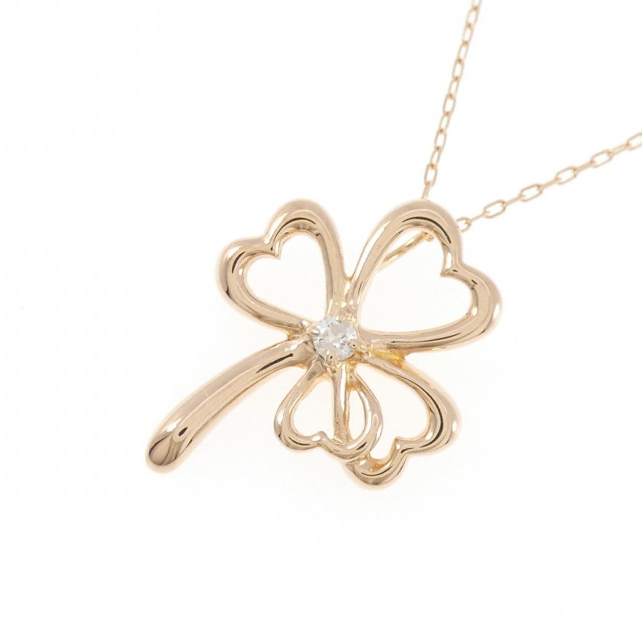 K18PG Clover x Heart Diamond Necklace