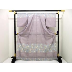 化繊　単衣　変わり竪絽訪問着