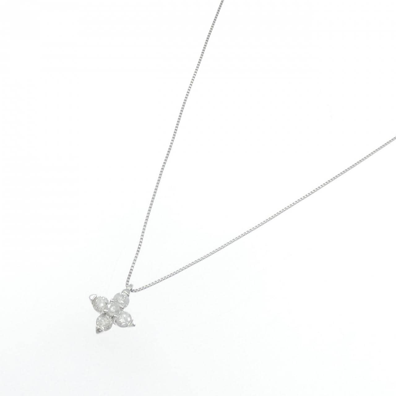 PT900/PT850 フラワー ダイヤモンド ネックレス 0.30CT