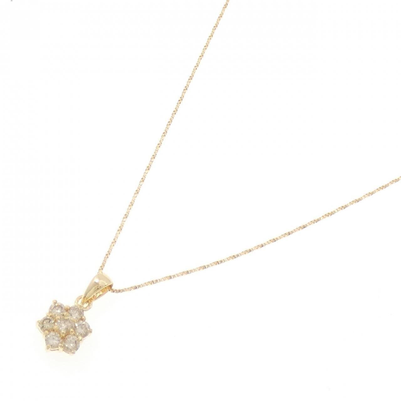 K18YG/750YG フラワー ダイヤモンド ネックレス 0.50CT