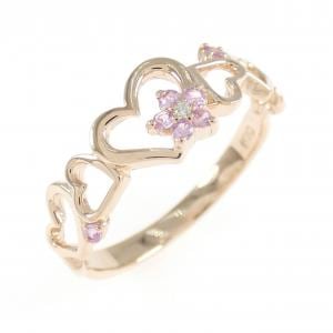 K10PG ハート×フラワー サファイヤ リング