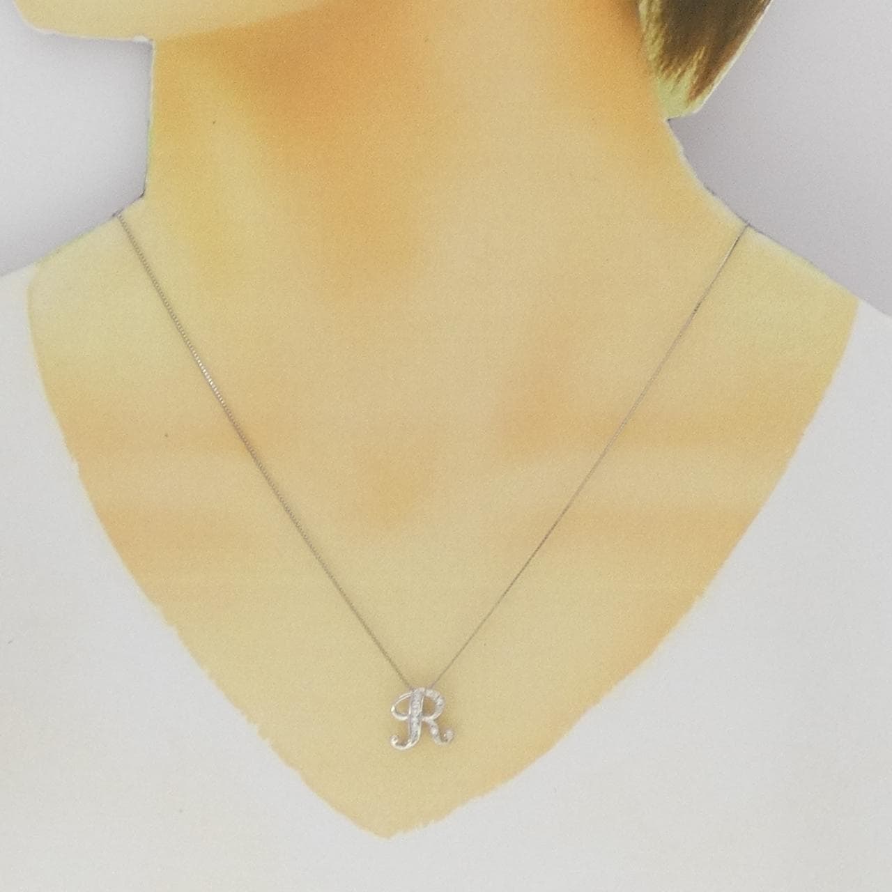 PT950/PT850 イニシャルR ダイヤモンド ネックレス 0.10CT