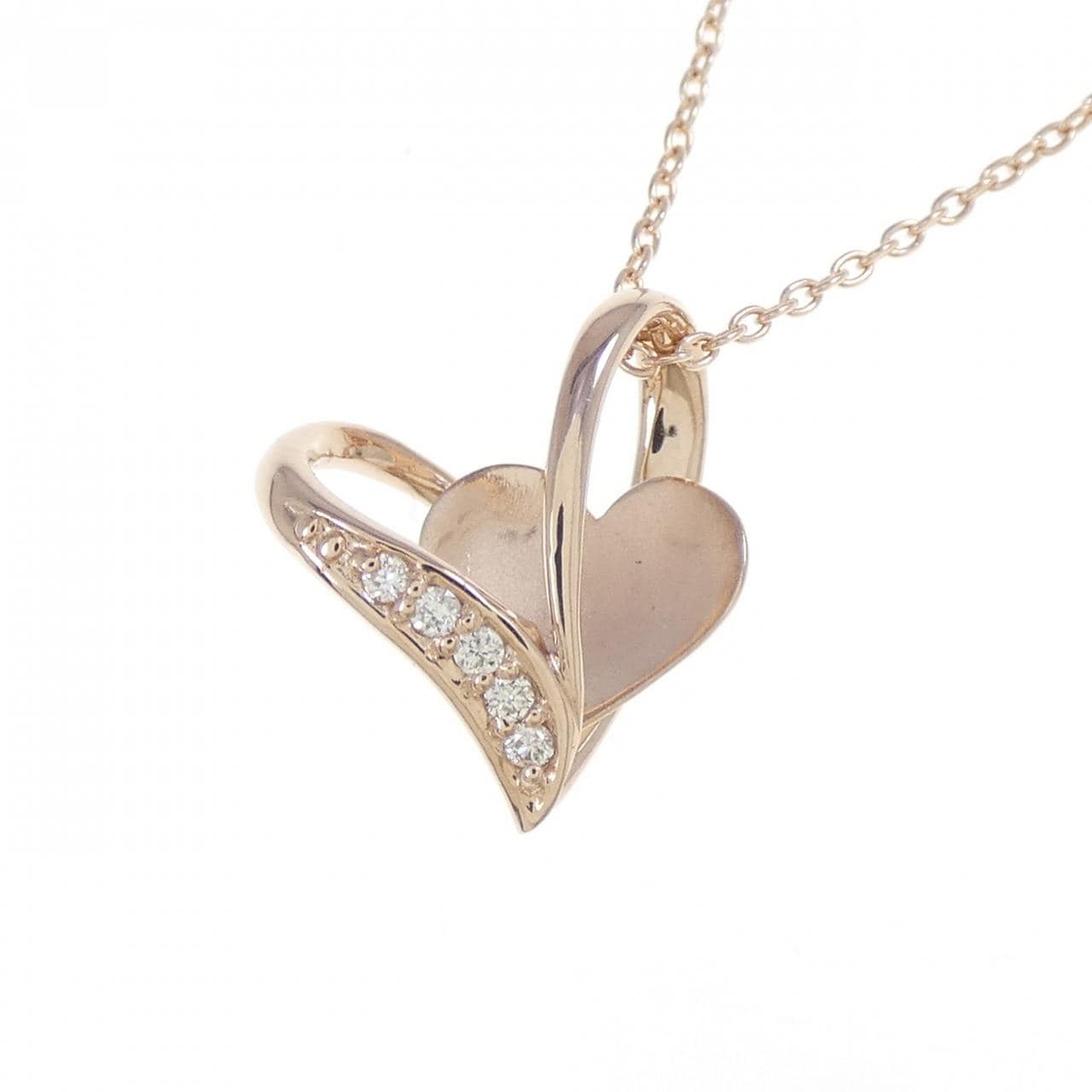 K10PG ハート ダイヤモンド ネックレス 0.03CT