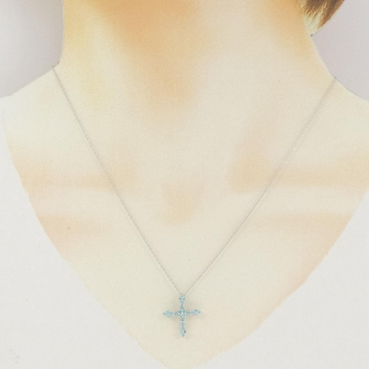 K18WG クロス トルマリン ネックレス 0.32CT