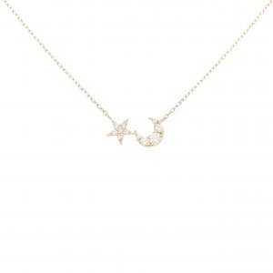 K18YG スター×ムーン ダイヤモンド ネックレス 0.12CT
