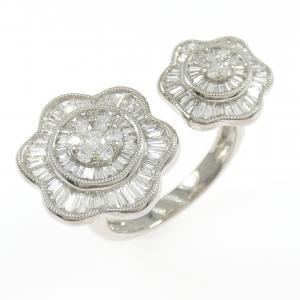 K18WG フラワー ダイヤモンド リング 1.06CT