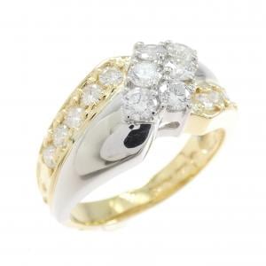K18YG/PT850 ダイヤモンド リング 0.83CT