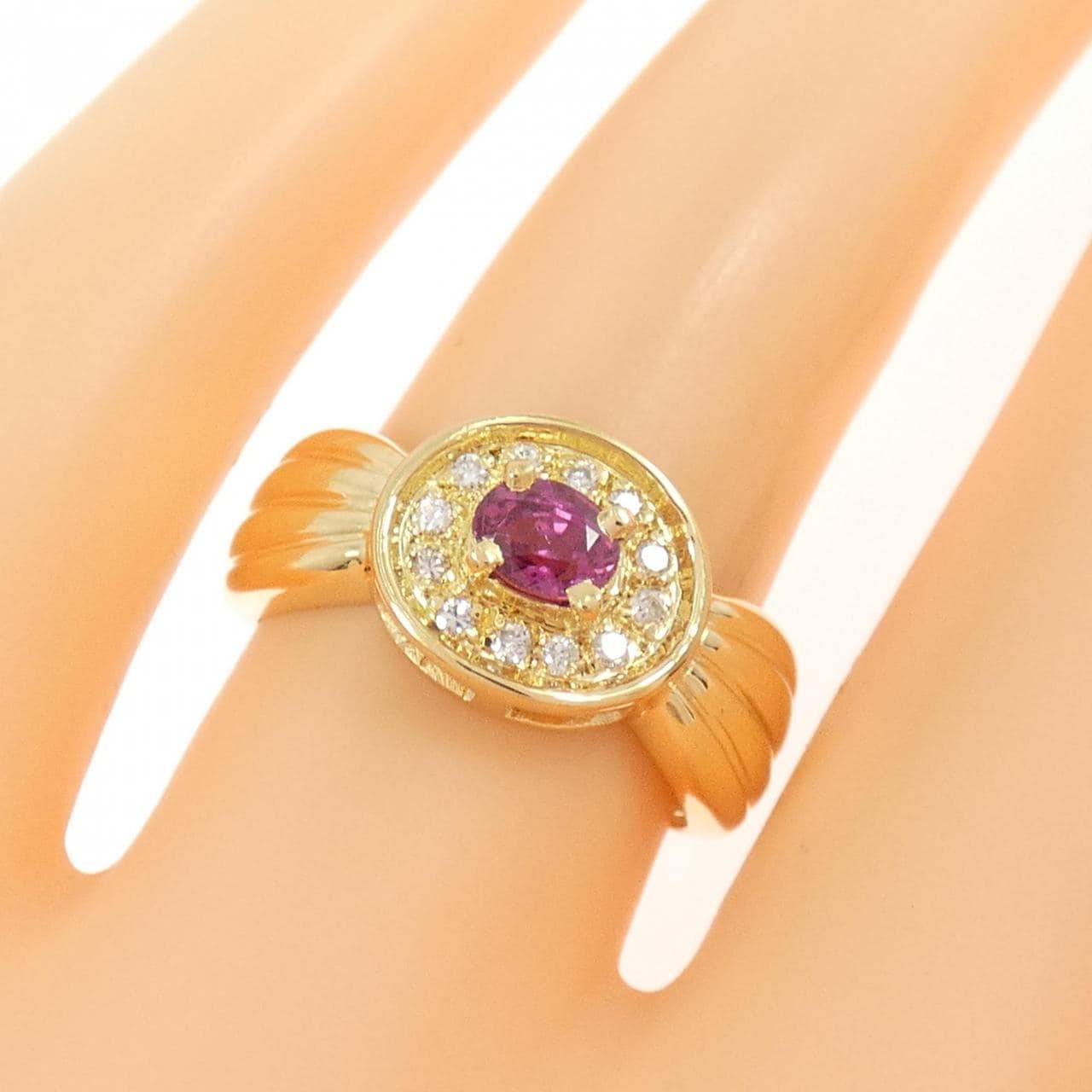 K18YG ルビー リング 0.38CT