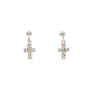 PT900 クロス ダイヤモンド ピアス 0.12CT