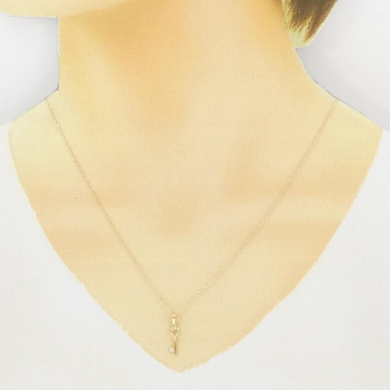 K18YG ハート×キー ダイヤモンド ネックレス