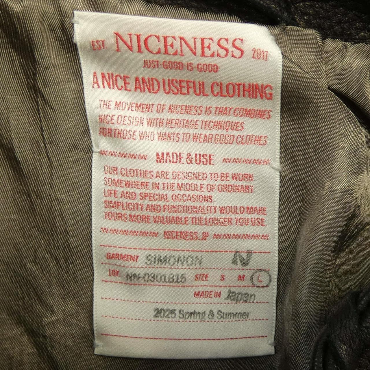 NICENESS NN0301B15 SIMONON レザージャケット