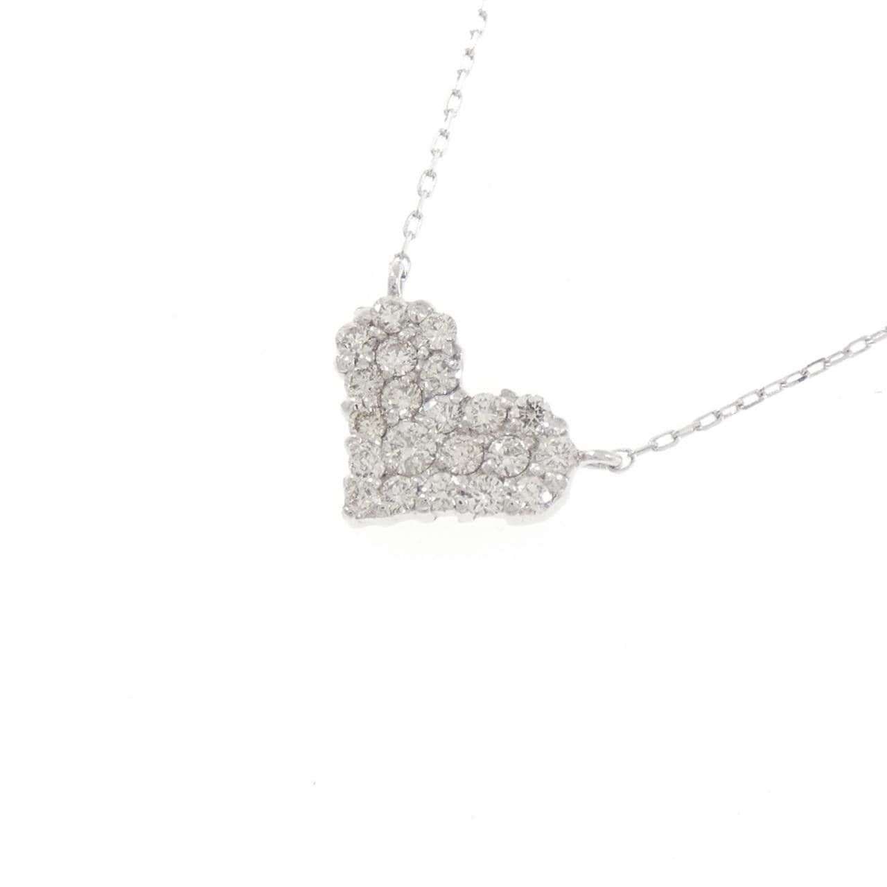 K18WG パヴェ ハート ダイヤモンド ネックレス 0.20CT