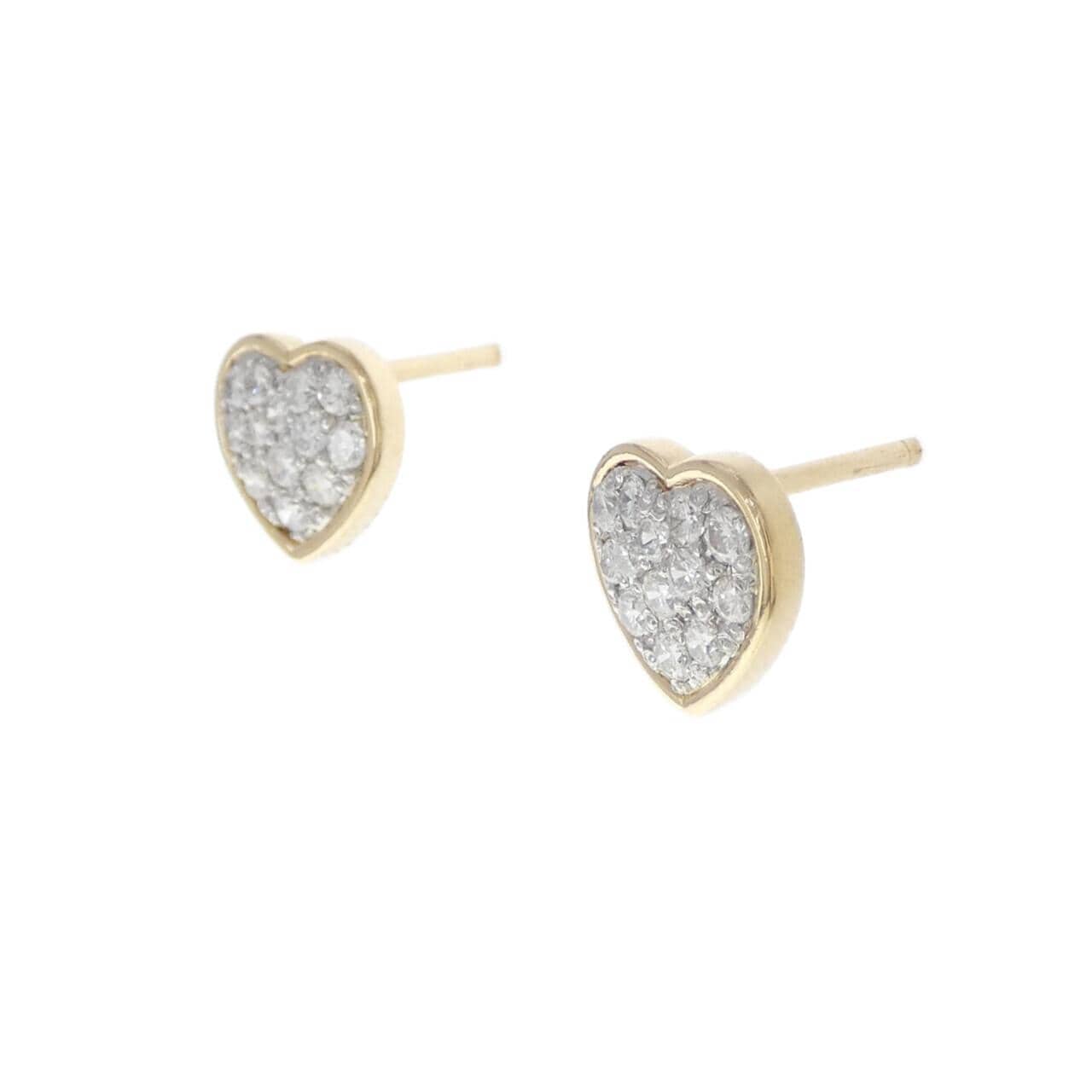 K18YG/PT Heart Pave Diamond Earrings 0.52CT