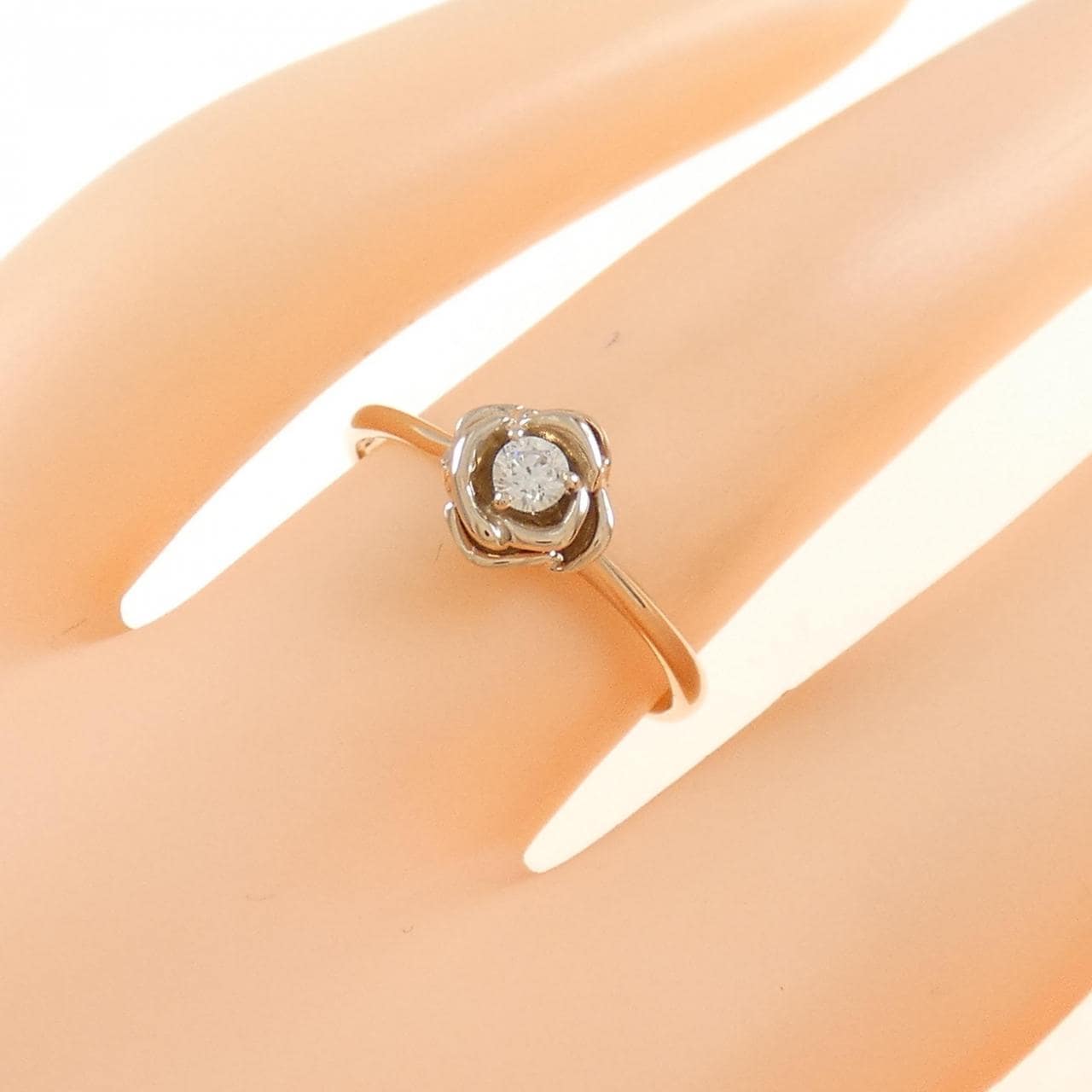 K18PG フラワー ダイヤモンド リング 0.06CT