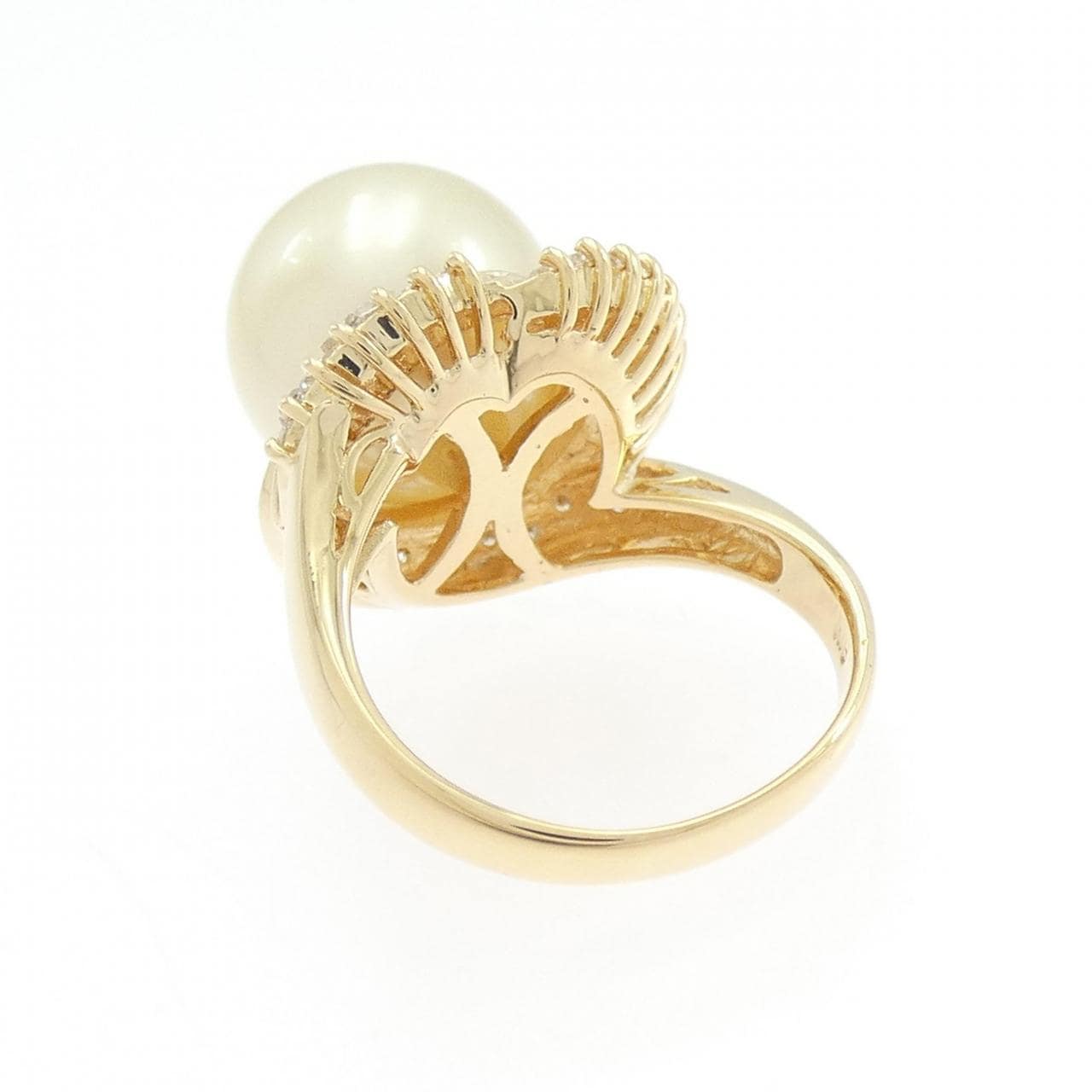 K18YG White Butterfly Pearl ring 12.3mm