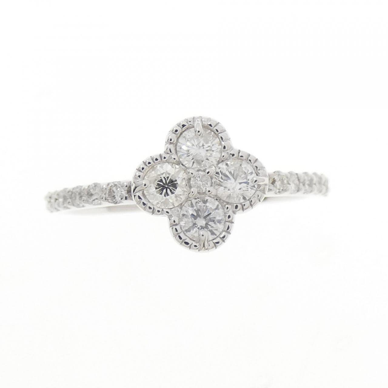 K18WG フラワー ダイヤモンド リング 0.50CT