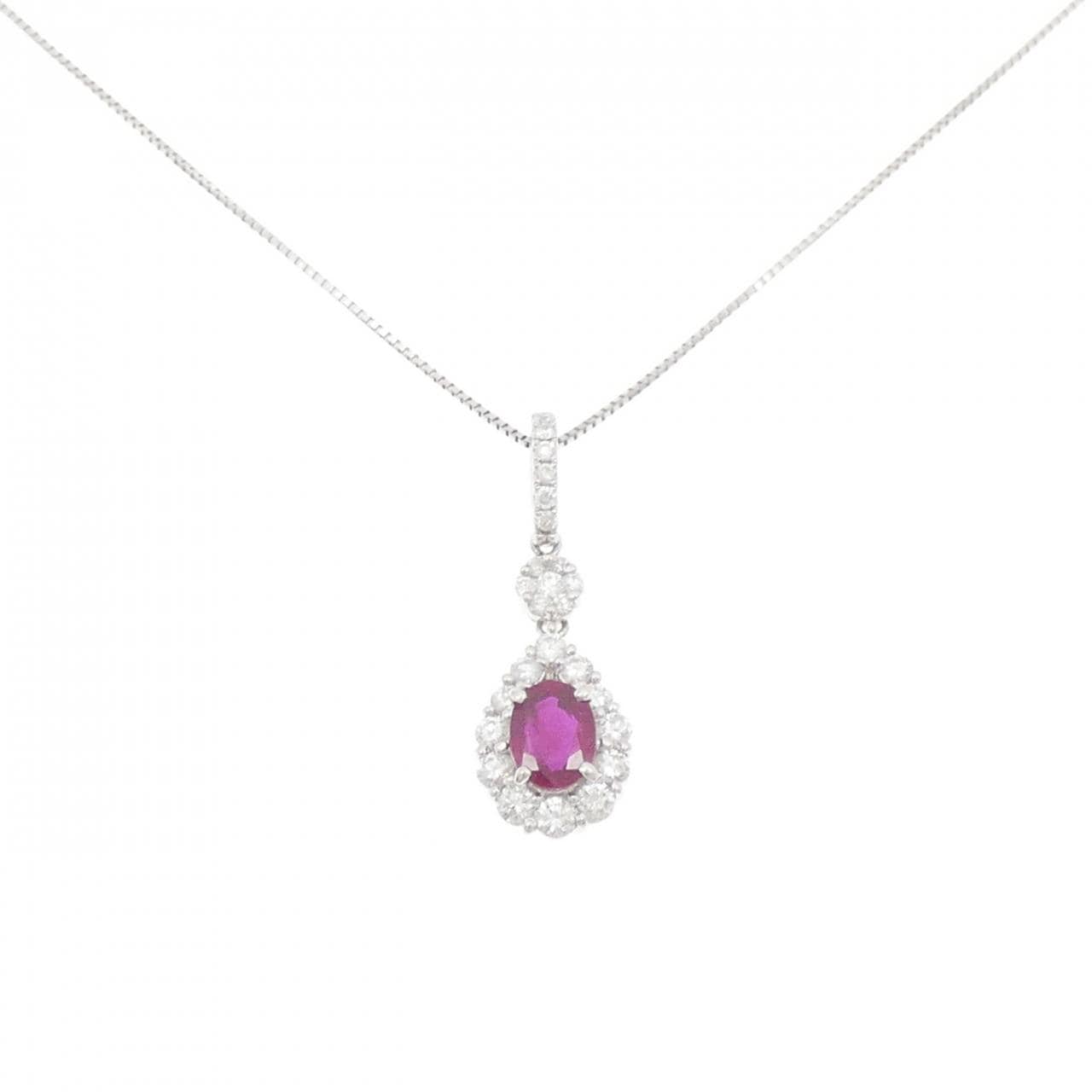 PT900/PT850 ルビー ネックレス 1.06CT