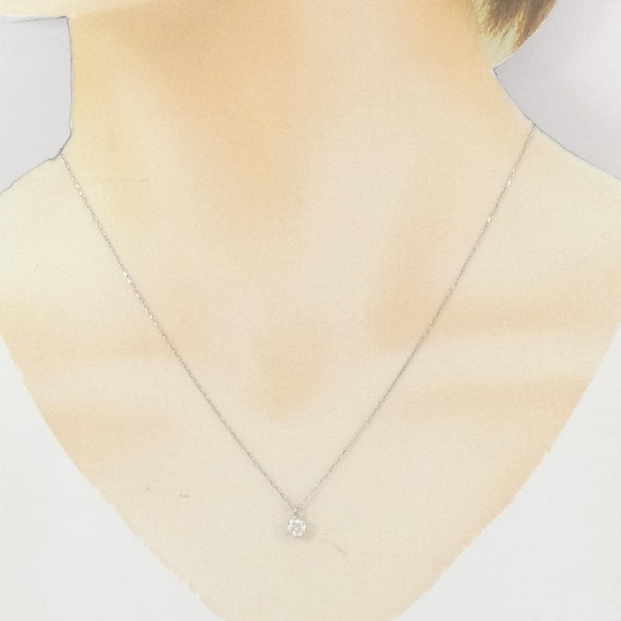 PT900/K18WG ソリティア ダイヤモンド ネックレス 0.30CT