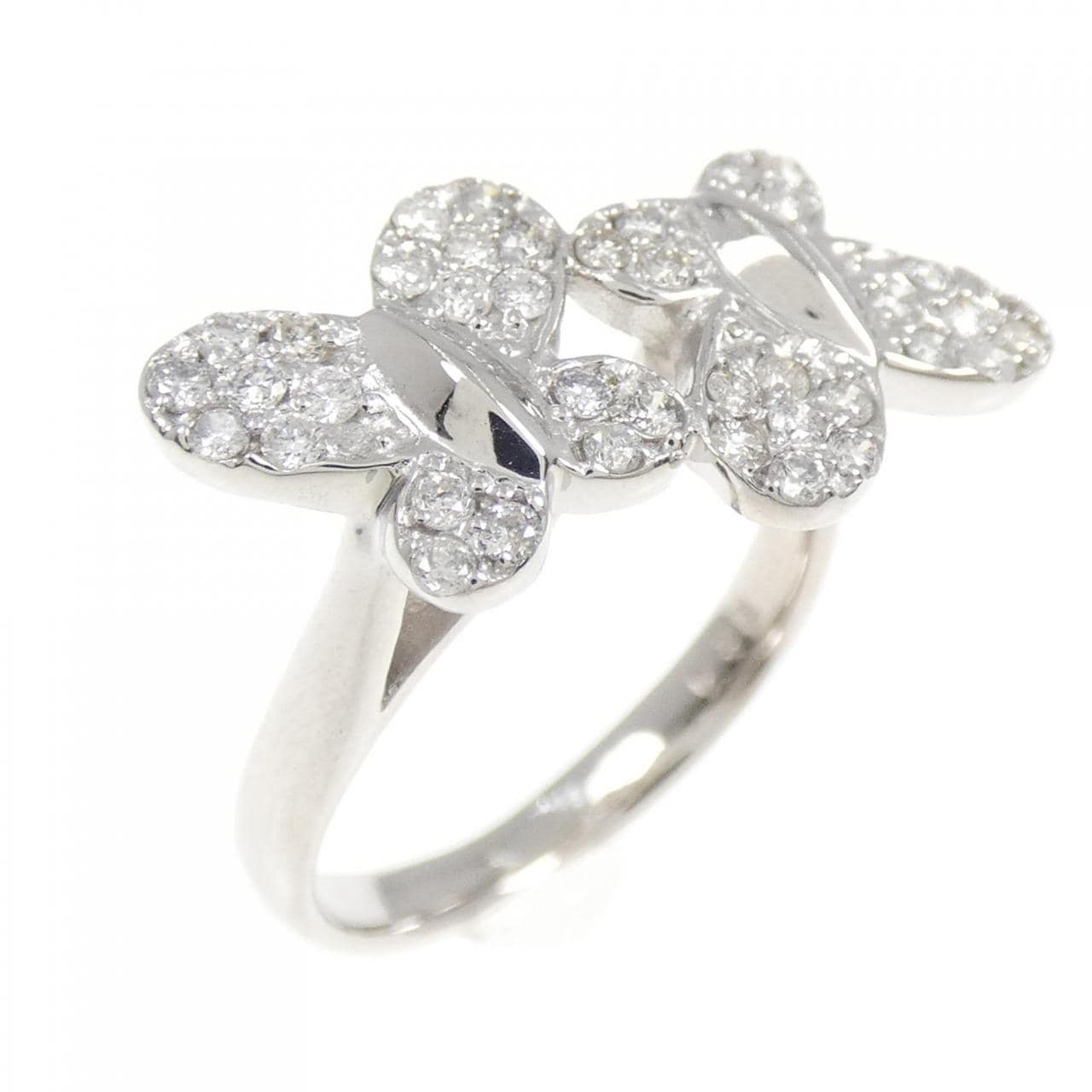 K18WG バタフライ ダイヤモンド リング 0.35CT