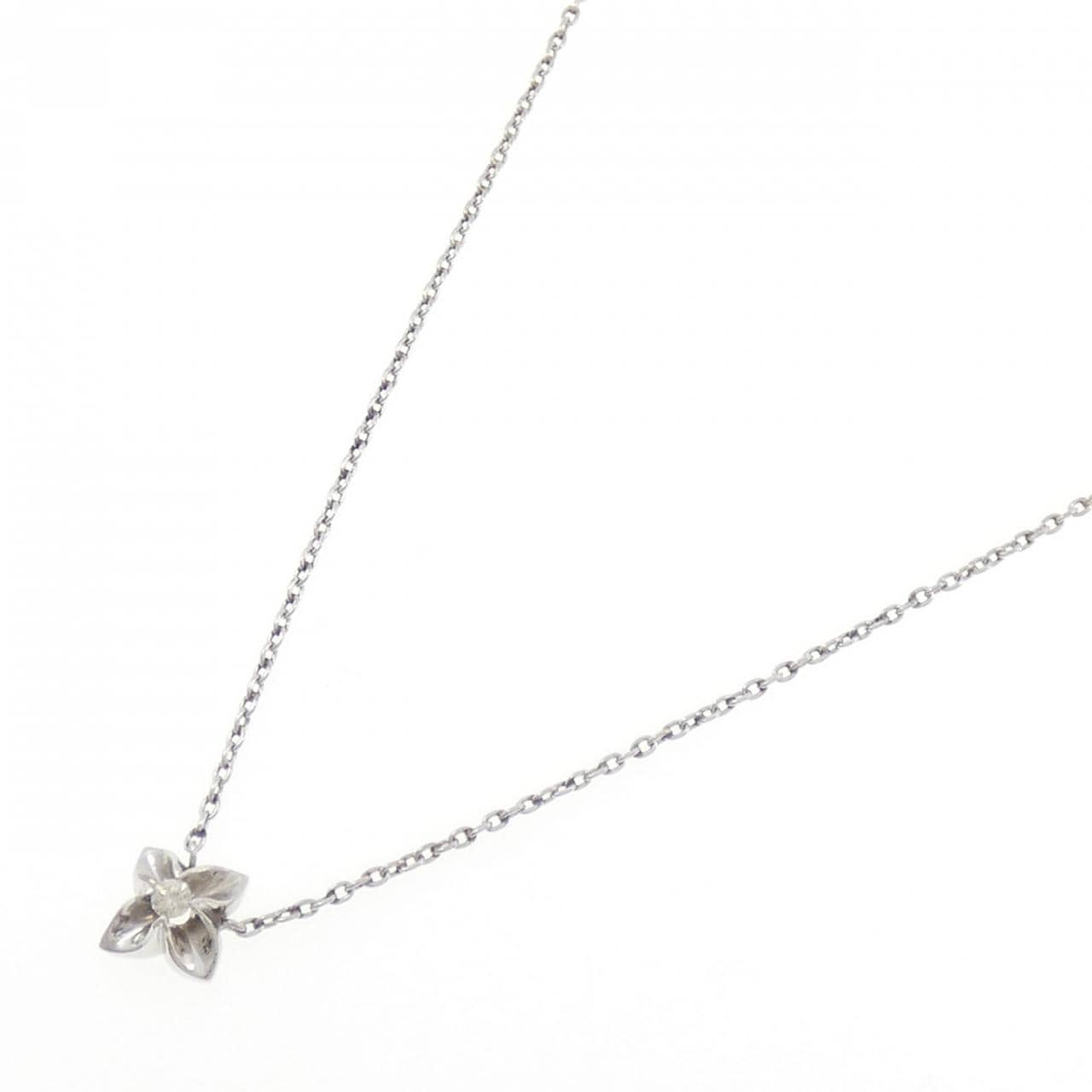 PT850 フラワー ダイヤモンド ネックレス 0.07CT