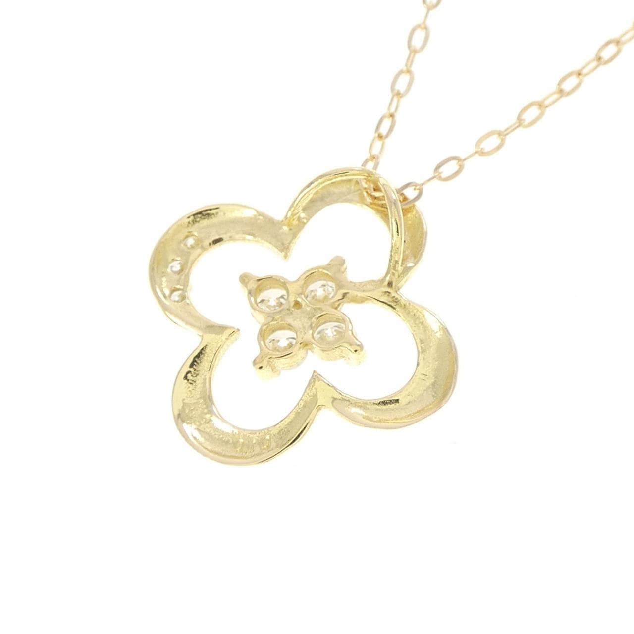 K18YG フラワー ダイヤモンド ネックレス 0.10CT