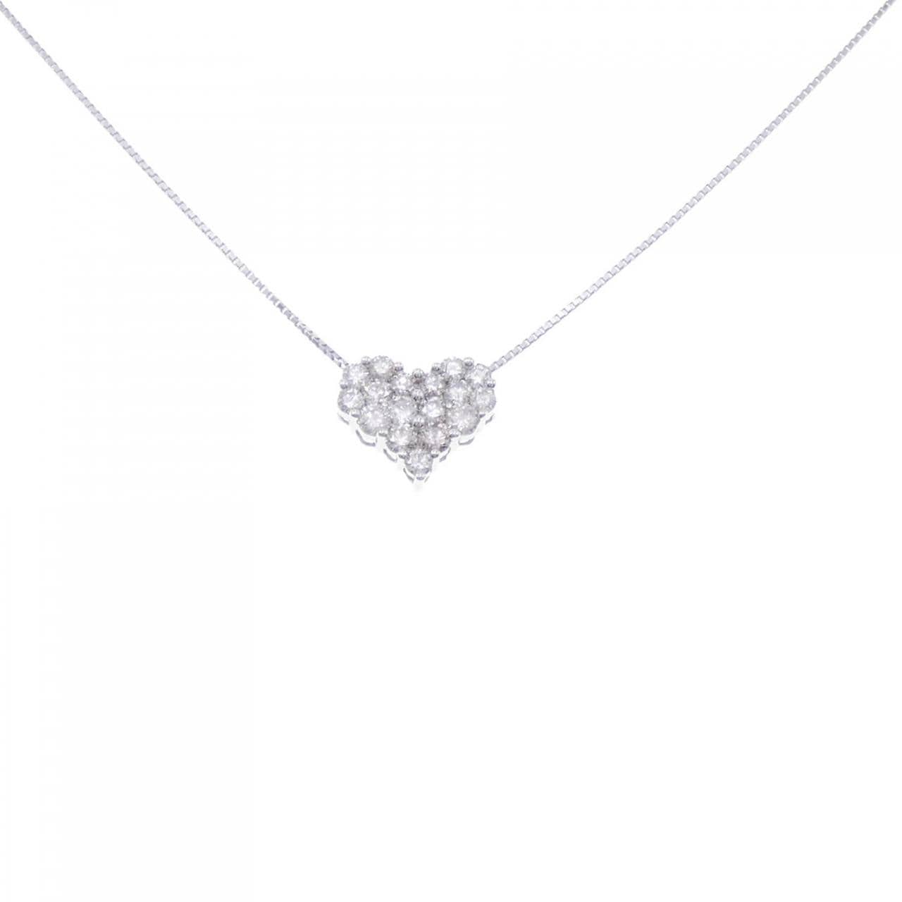 K18WG Pave Heart Diamond Necklace 1.00CT
