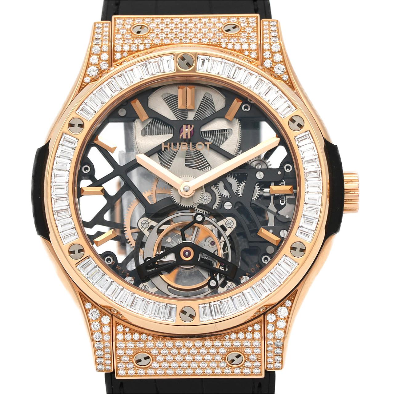 【ノーメンテナンス還元価格】ウブロ クラシックフュージョンスケルトントゥールビヨンダイヤモンド PG 505.OX.0180.LR.0904 PG･RG 手巻