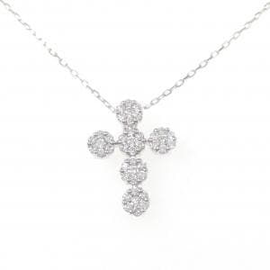 K18WG クロス ダイヤモンド ネックレス 0.50CT
